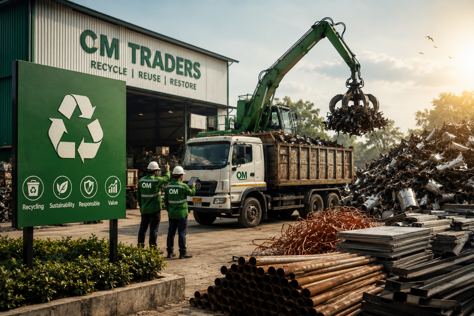 Scrap materials and recycling symbol
